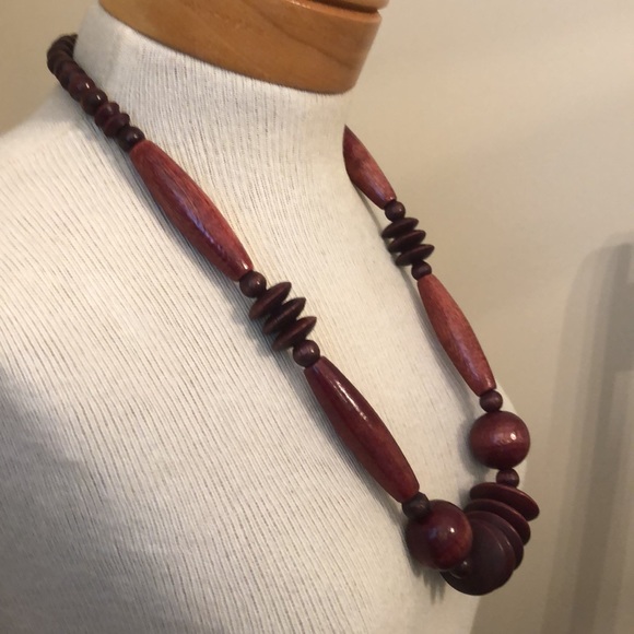 Vintage Large Wooden Bead Necklace 26 1/2”. - Picture 7 of 12